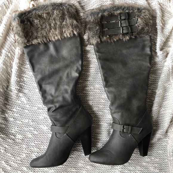 wide calf fur boots